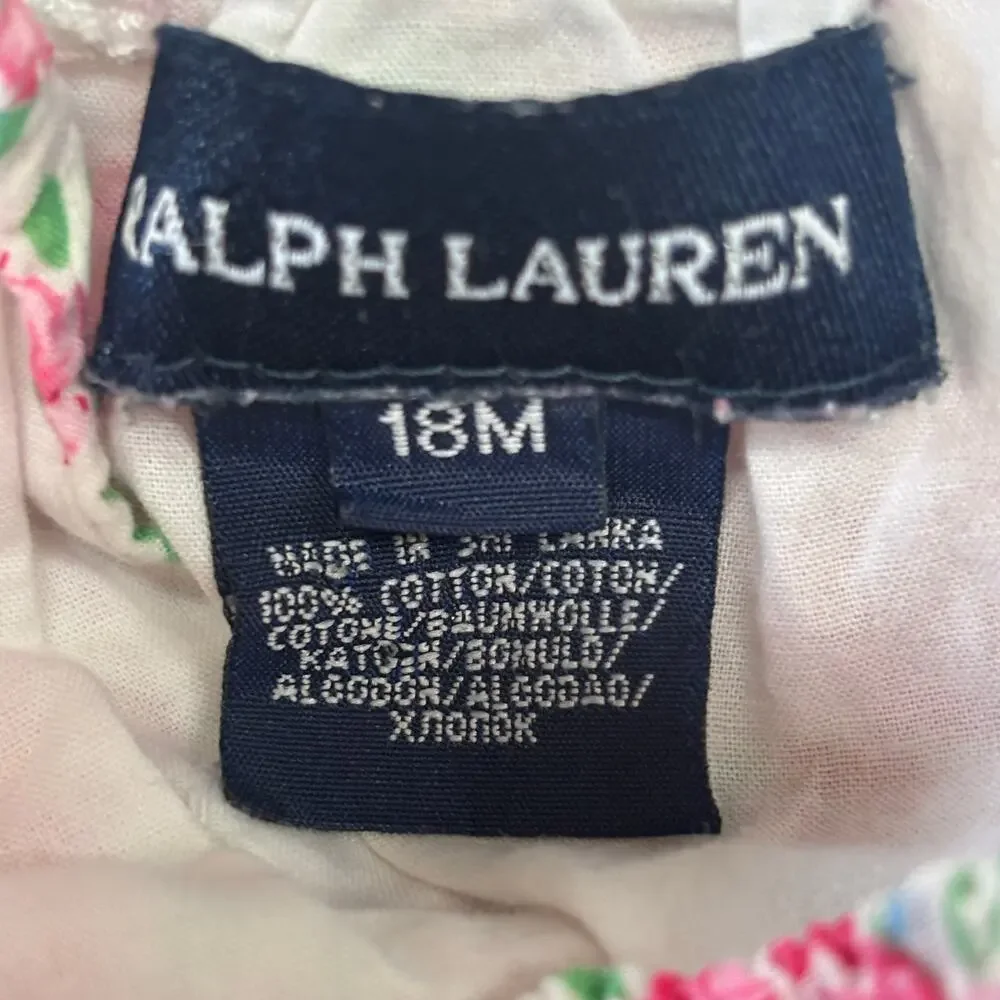 Vintage Ralph Lauren Dress Girls Baby 18M Pink Floral Ruffle Tiered Cotton